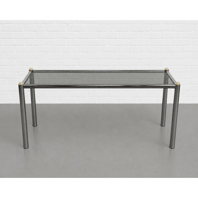Mid Century Modern Chrome + Smoked Glass Console Table, C. 1960's For Sale - Image 13 of 13