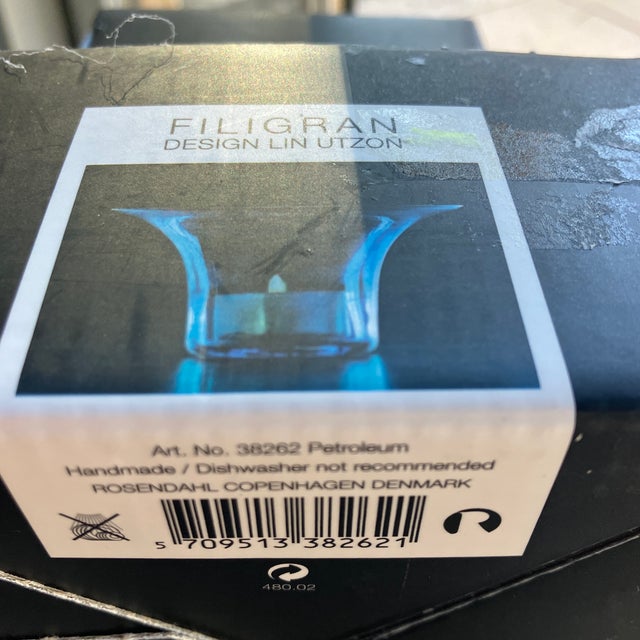 2010s Rosendahl Copenhagen Design by Lin Utzon Blue Glass Votive Candle Holders New For Sale - Image 5 of 8