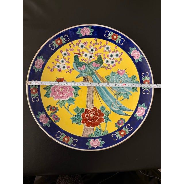 Large Japanese Imari Hand-Painted Charger Plate – 15.75” Birds & Floral Design For Sale In Miami - Image 6 of 8
