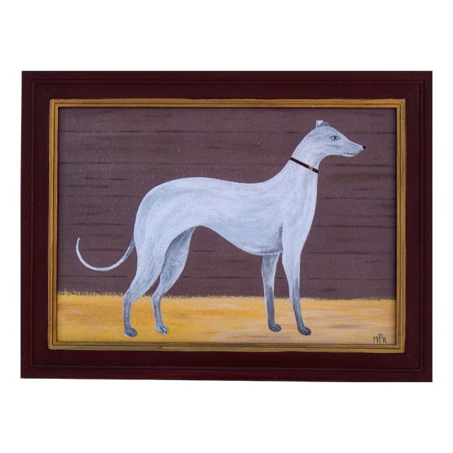 Matt Rix, Naive Style Greyhound, Print, Framed For Sale