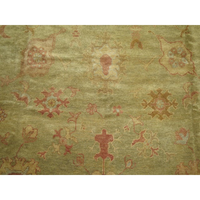 Textile Zabihi Collection Oversize Green Gold Turkish Oushak Carpet For Sale - Image 7 of 11