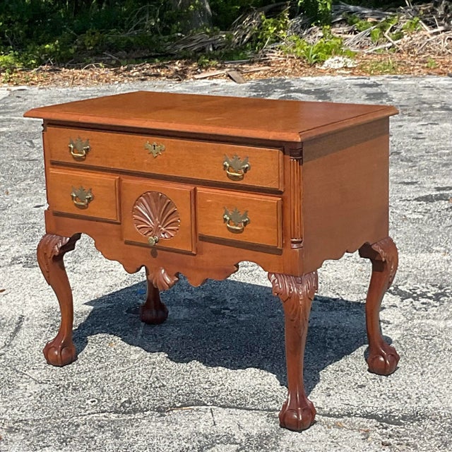 Vintage Chippendale Sunrise Lowboy For Sale - Image 10 of 12