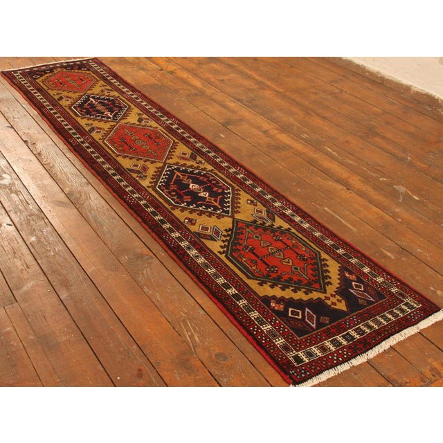 Genuine hand-knotted Middle Eastern rug runner | Size: 305 cm x 68 cm | Knot density: approx. 120.000 knots/m² | Material:...