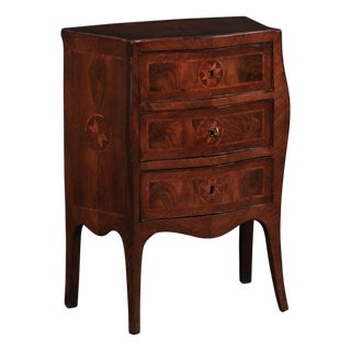 18th C. Serpentine & Marquetry Side Chest For Sale