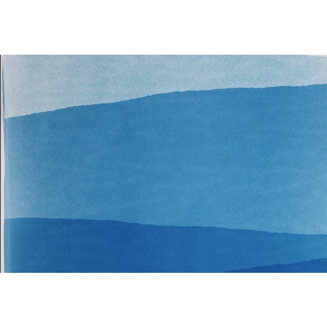 2025, Minimal Landscape of Blue Mountain Ridge, Handmade Monotype Cyanotype on Watercolor Paper by Kind of Cyan - Set of 2 For Sale - Image 10 of 10