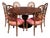 7 Piece 5ft Round Dining Set With Coral Upholstery For Sale