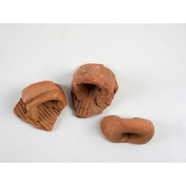 Mediterranean Ancient Mediterranean Pottery Handle Fragments Amphora Set of 3 For Sale - Image 3 of 4