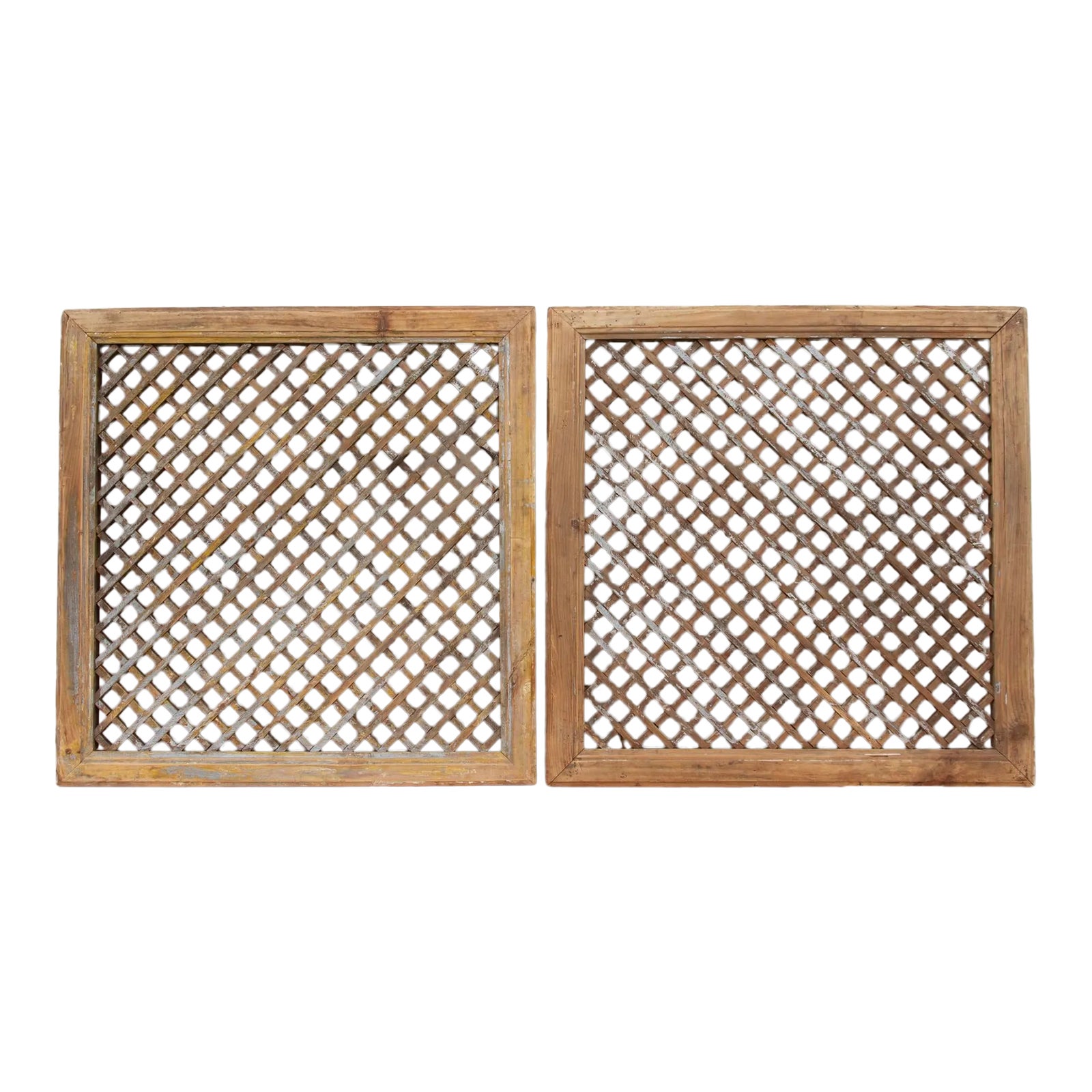 Pair of Antique Wooden Lattice Panels Chairish