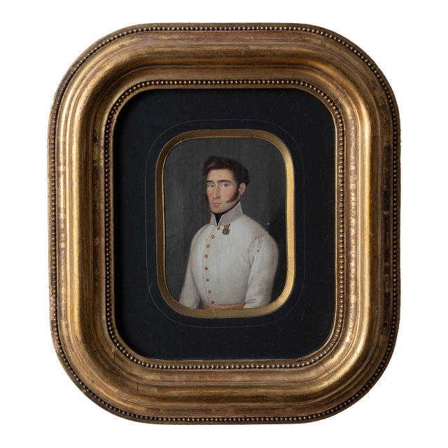 Austrian Leutnant Miniature Portrait, c.1840 For Sale