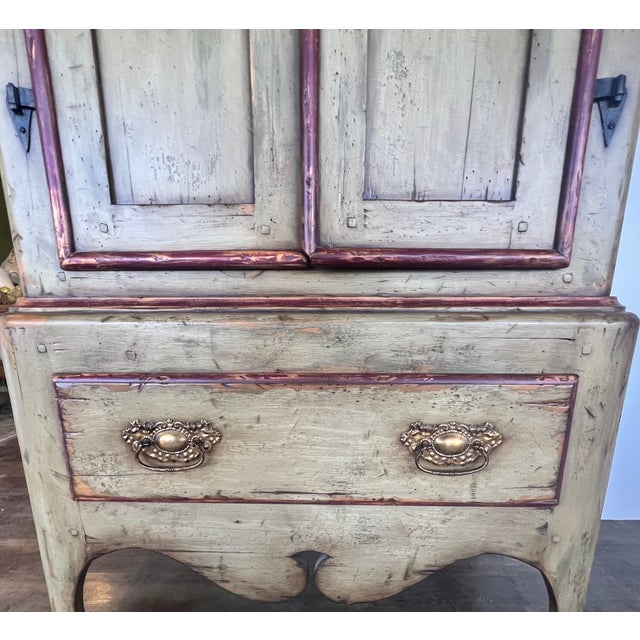 Large European Style Old World Hand-Painted Bar Drinks Liquor Armoire Cabinet Pull Out Shelf For Sale - Image 14 of 16