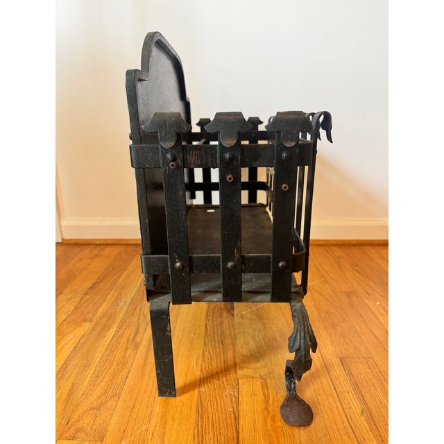 Early 20th Century Antique Victorian Wrought Iron Fireplace Fire Basket For Sale - Image 5 of 12