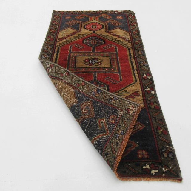 Mid-Century Modern Turkish Vintage Mini Wool Rug For Sale - Image 3 of 4