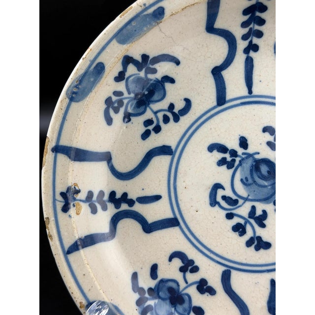 Antique Catalan Blue and White Faience Plate, 1800s For Sale - Image 3 of 9