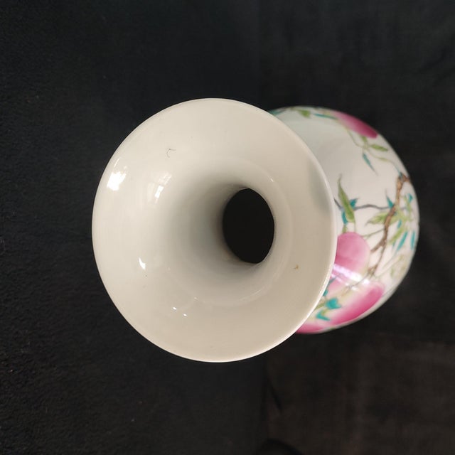 Early 20th Century Chinese Ceramic Vase,Yongzheng Marked Famille Rose Porcelain Vase Hand Painted Eight Peaches Pattern For Sale - Image 5 of 11