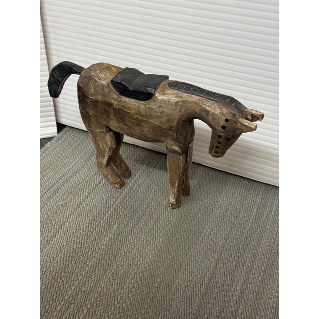 Hand-Carved Wooden Horse Sculpture, Vintage For Sale - Image 11 of 12