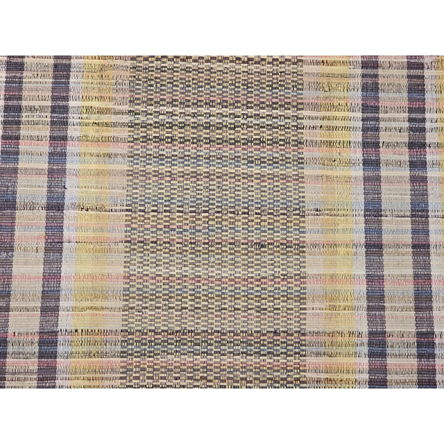 Vintage American Amish Rag Runner, Handwoven Stripe Pattern, Green & Yellow, 3x16 For Sale - Image 14 of 18