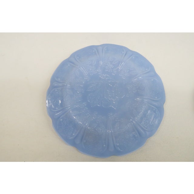 Glass Jeannette Glass Cherry Blossom 7pc Set Saucers Junior Plates Pastel Blue 5051b For Sale - Image 7 of 13