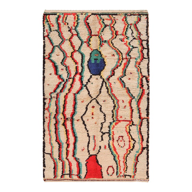 Nazmiyal Collection Vintage Colorful Allover Design Tribal Berber Moroccan Rug For Sale