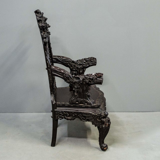 Japanese Antique Japanese High Back Red Lacquer Monkey Armchair For Sale - Image 3 of 16