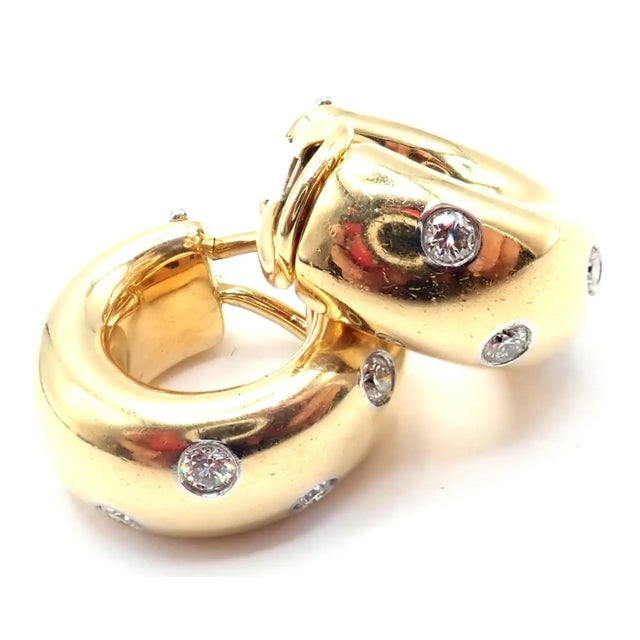 18k Yellow Gold & Platinum "Etoile" Diamond Hoop Earrings by Tiffany & Co. *Tiffany Box & Pouch Included ** These are not...