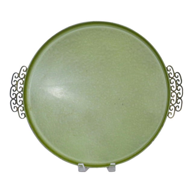 1950s Hammered Metal Round Tray For Sale