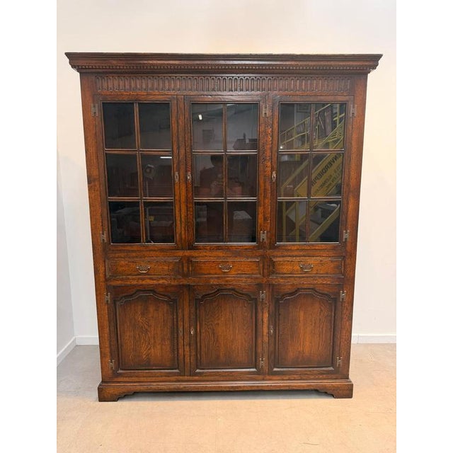 Antique Oak Display Cabinet For Sale - Image 9 of 11