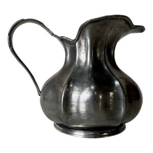 Vintage Italian Pewter Small Scalloped Pitcher – Marked, Made in Italy