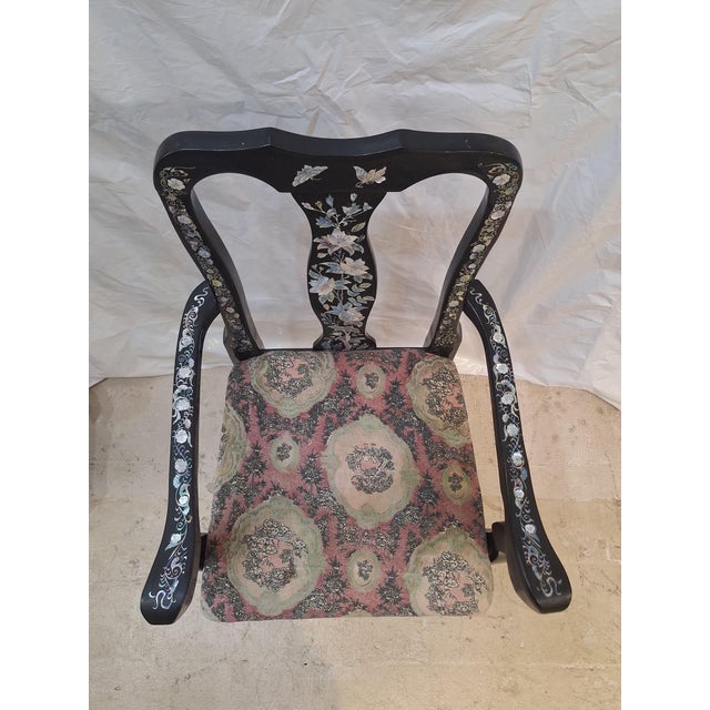 Antique Chinese Export Mother-of-Pearl Inlaid Armchair For Sale - Image 4 of 10