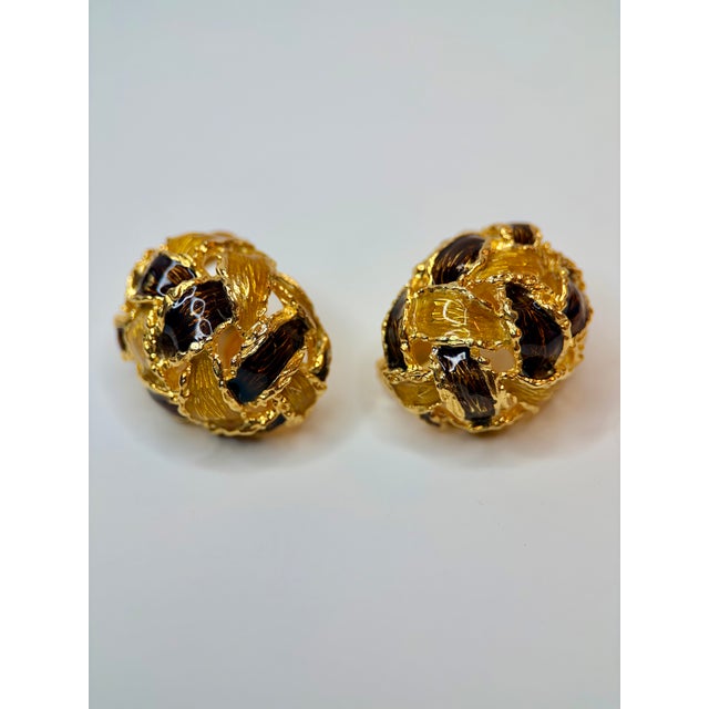 Vintage Piaget Bracelet and Earrings Set, 18 Karat Yellow Gold and Enamel For Sale - Image 12 of 15