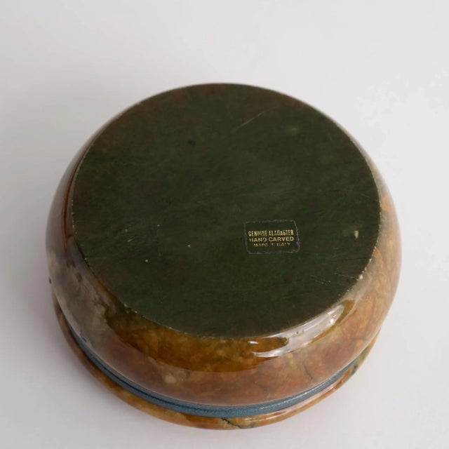 Vintage Round Alabaster Jewelry Box For Sale - Image 9 of 10