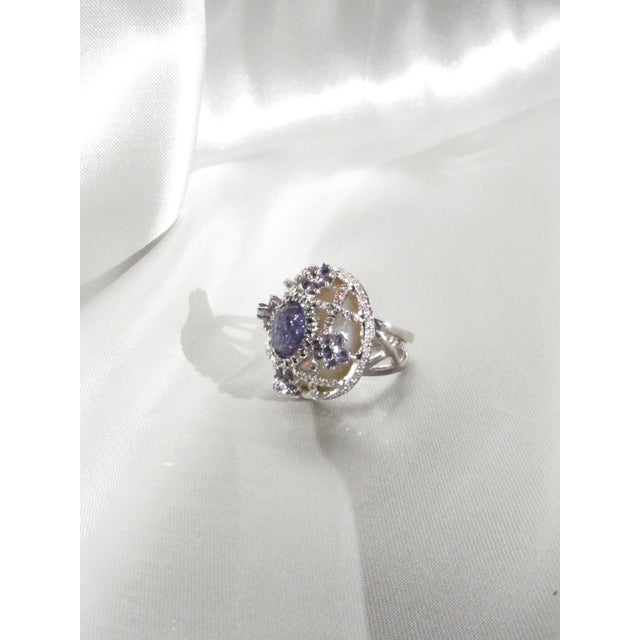 Tutti Frutti Violet Tanzanite Cocktail Ring, Size 7 For Sale - Image 4 of 12