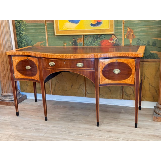 Hepplewhite Early 19th C. English Hepplewhite Mahogany and Satinwood Sideboard For Sale - Image 3 of 15