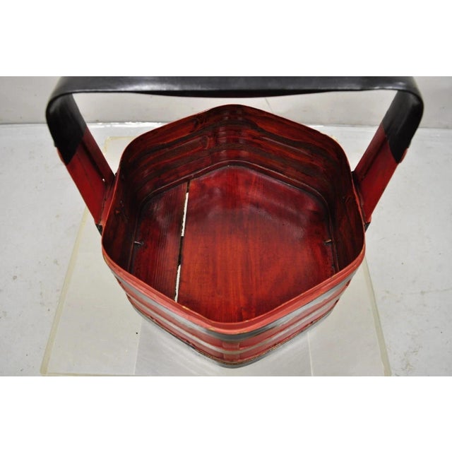 Vintage Chinese Black & Red Lacquer Floral Painted Lidded Wooden Tea Caddy Box For Sale In Philadelphia - Image 6 of 11