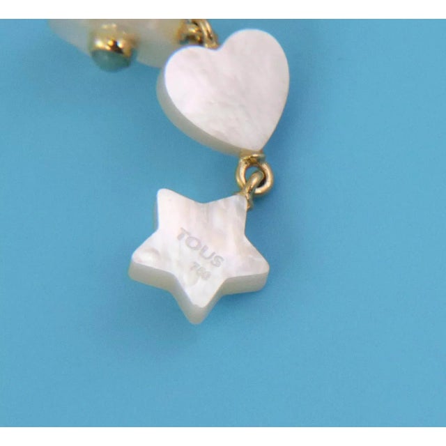 Late 20th Century Tous Mother of Pearl Lapis Rhodonite 18k Yellow Gold Dangle Earrings For Sale - Image 5 of 6