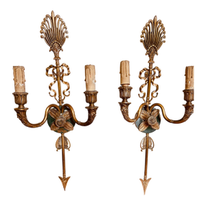 1950s French Empire Style Two-Arm Wall Sconce, Pair