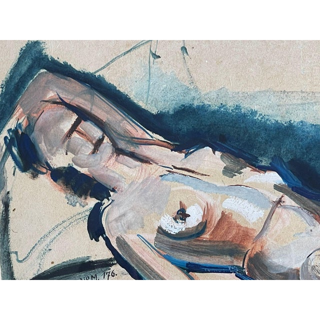 Henry De Waroquier, Reclining Nude, 1920s, Watercolor For Sale - Image 3 of 16