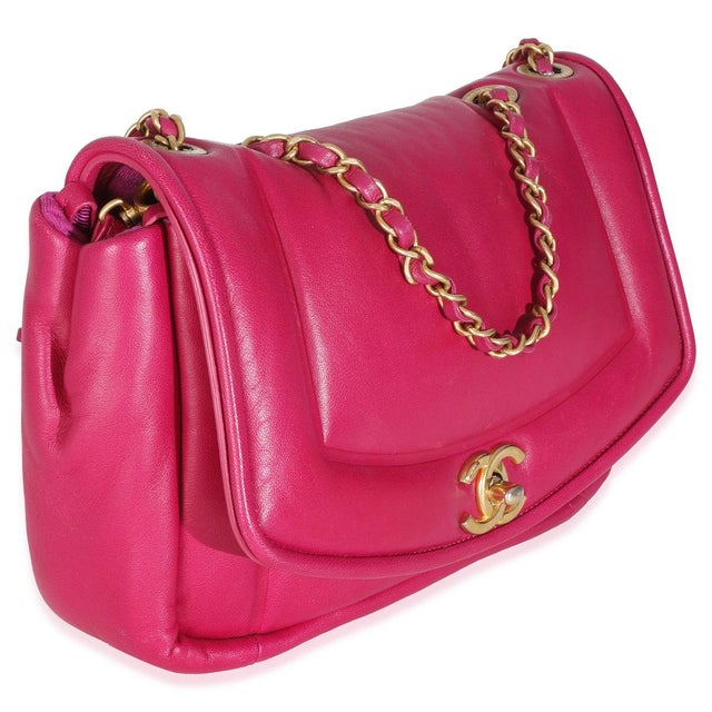 Traditional Dark Pink Lambskin Medium Simply Flap Bag For Sale - Image 3 of 9