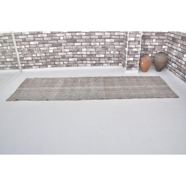 Turkish Vintage Grey Anatolian Organic Kilim Rug For Sale - Image 3 of 10