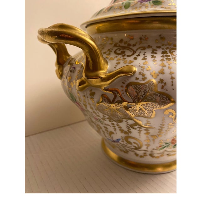 Antique 19th Century Hand Painted and Gilt Porcelain Covered Center Bowl, Tureen For Sale In Philadelphia - Image 6 of 10