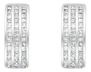 Princess Cut Diamond Earrings 1.50cttw 14k White Gold, 2 Pieces