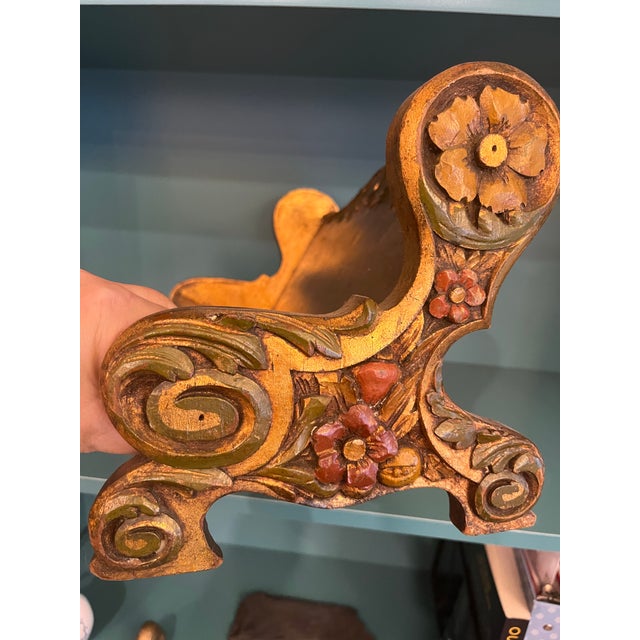 Antique 19th Century Italian Baroque or Renaissance Revival Carved Giltwood and Polychrome Book Stand For Sale - Image 4 of 7
