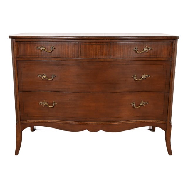 French Provincial Louis XV Carved Mahogany Dresser by White Furniture, Circa 1960s For Sale