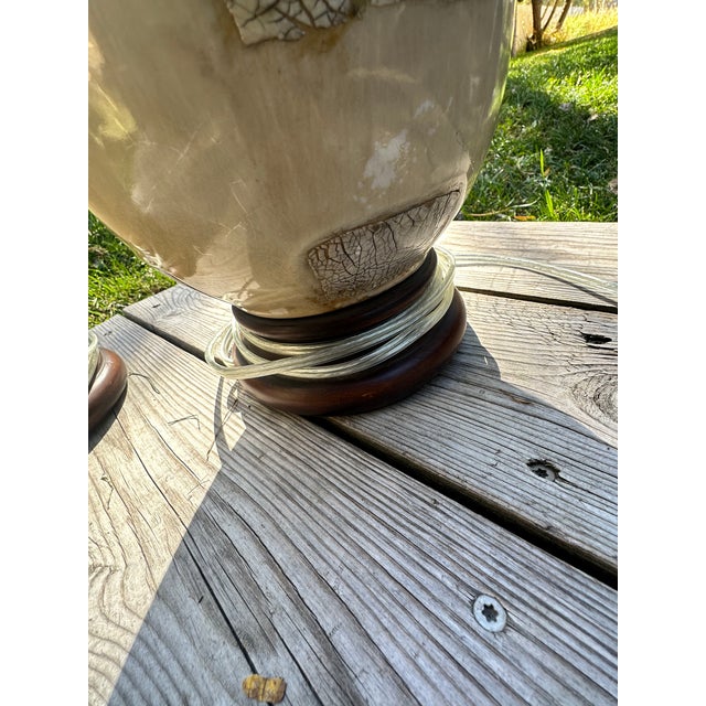 Pair of Heavy Vintage Ceramic & Wood Table Lamps by the Natural Light Co For Sale - Image 16 of 16