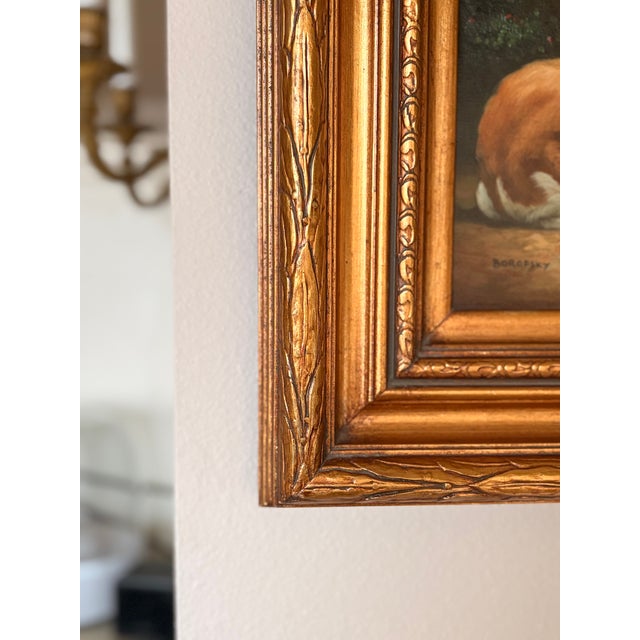 Early 21st Century Vintage Borofsky Signed With Rabbits Foraging Oil Painting For Sale - Image 5 of 16