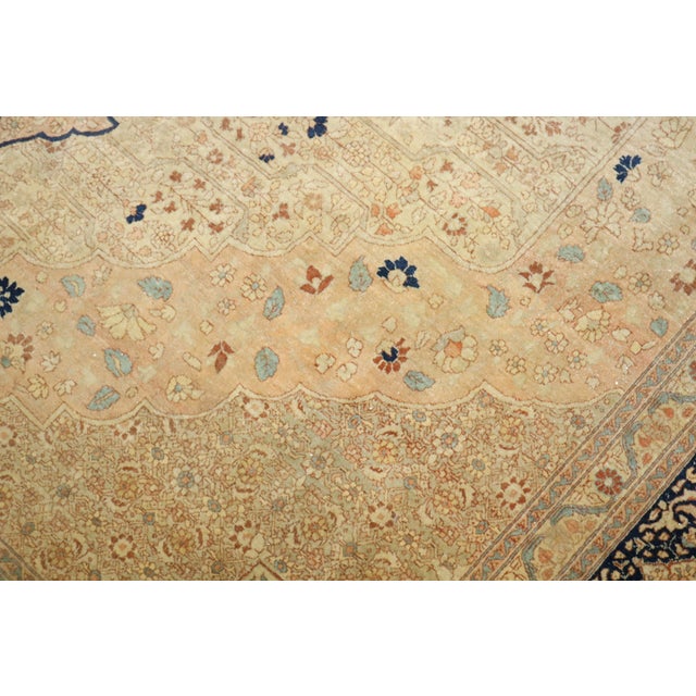 Textile Antique Zabihi Collection Ivory Hadji Jal Li Tabriz Rug - 8'11" x 12' For Sale - Image 7 of 12