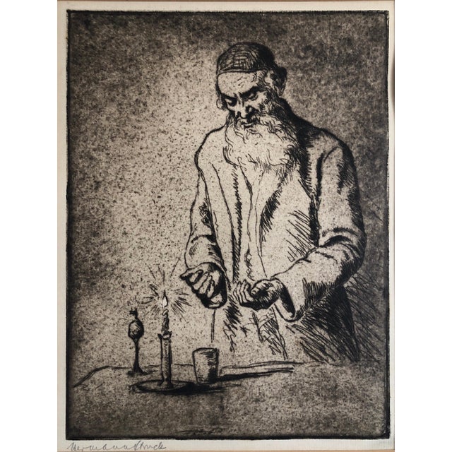 Hermann Struck, German Israeli Judaica Havdalah Scene Jewish Shabbat Closing Ceremony, 1926 For Sale