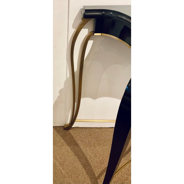 Art Deco Caracole Signature Modern Art Deco Style Black and Gold Avant-Garde Console Table For Sale - Image 3 of 9