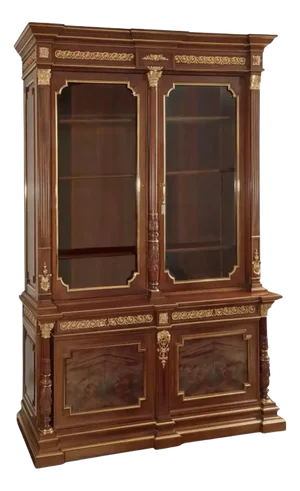 A Fine Louis XVI Style Gilt-Bronze Mounted Mahogany Bookcase Bibliotheque