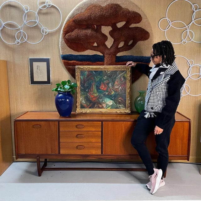 Pablo Picasso M Gargiulo 1959 Geometric Abstract Oil Painting in Ornate Vintage Gold Frame For Sale - Image 4 of 11