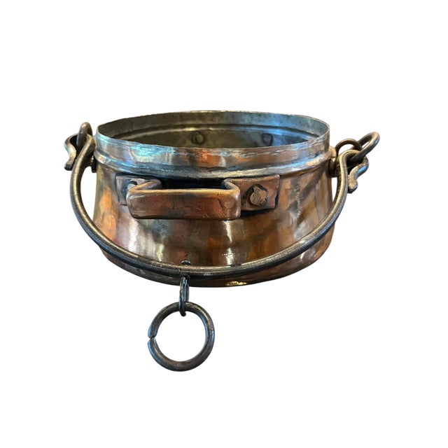 19th Century 19th Century Antique French Copper Cauldron, Pot or Fireplace Kettle For Sale - Image 5 of 6